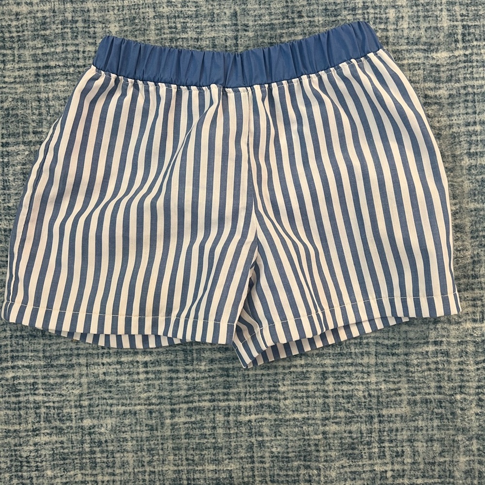 The Beaufort Bonnet Company Blue and White Striped Swim Trunks